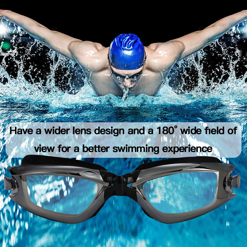 Swimming Goggles Adult Myopia Swimming Goggles One-piece Earplugs