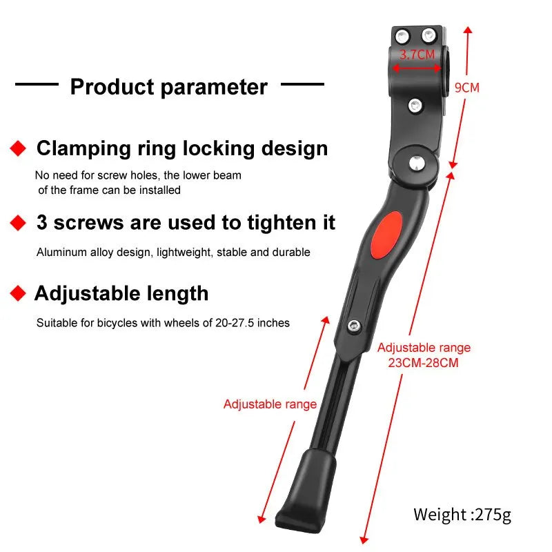 Adjustable Bicycle Kickstand Parking Rack Bicycle Side Support