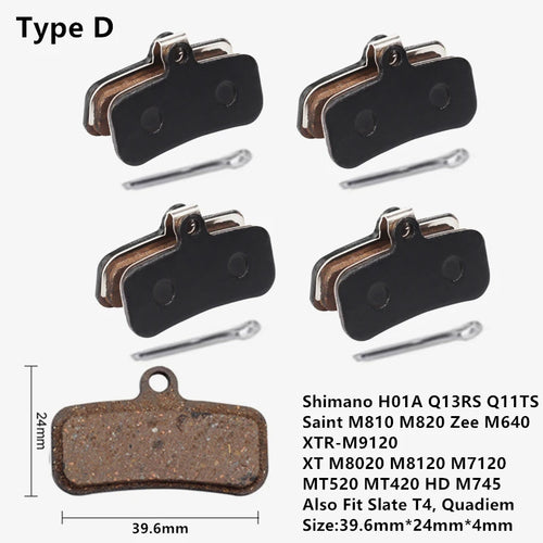 4Pairs Bike MTB Semi-Metallic Disc Brake Pads For Shimano B01S G01S