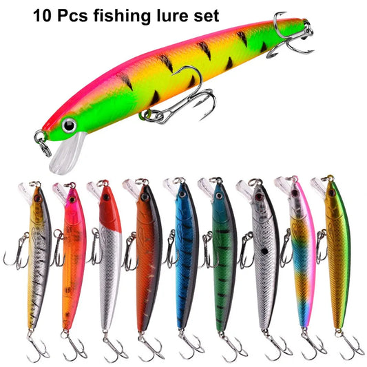 10 Pcs Fishing Lure Set Mini Fishing Hard Bait Minnow Floating Swing