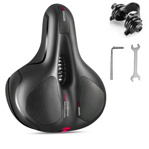 Large Road Bike Breathable Bicycle Saddle, Shock Absorbing Soft