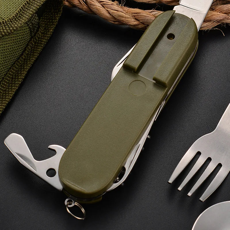7in1 Multi Function Outdoor Diner Stainless Steel Folding Fork Knife