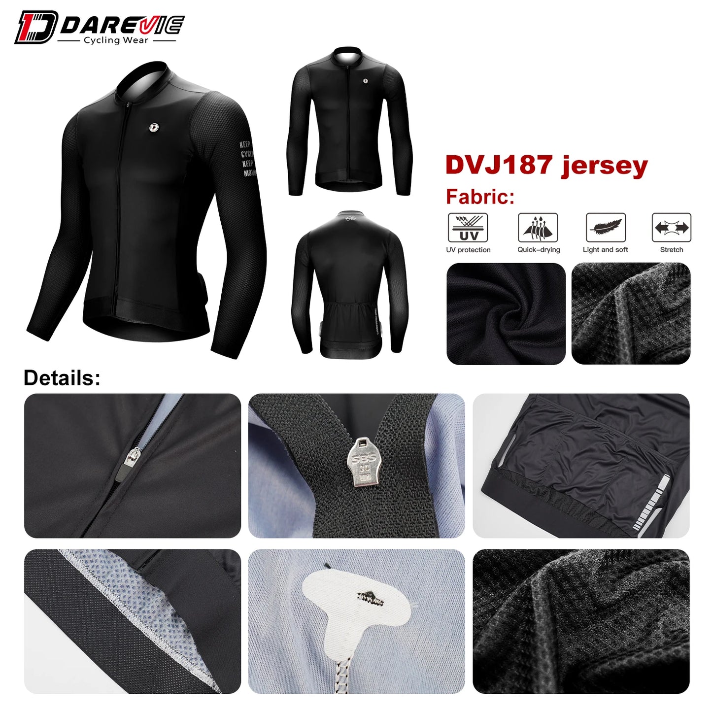 DAREVIE Man Cycling Jersey 2024 Summer Breathable Long Sleeve Men's