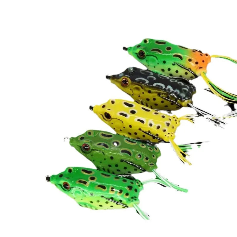 5Pcs Fishing Soft Toad Frogs Bass Fishing Lure Baits Hollow Body Water