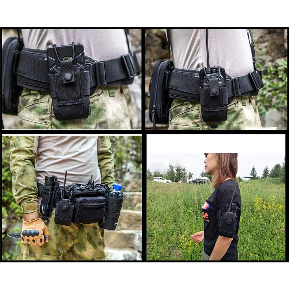 Tactical Walkie-Talkie Bag Radio Case Intercom Universal Pouch for