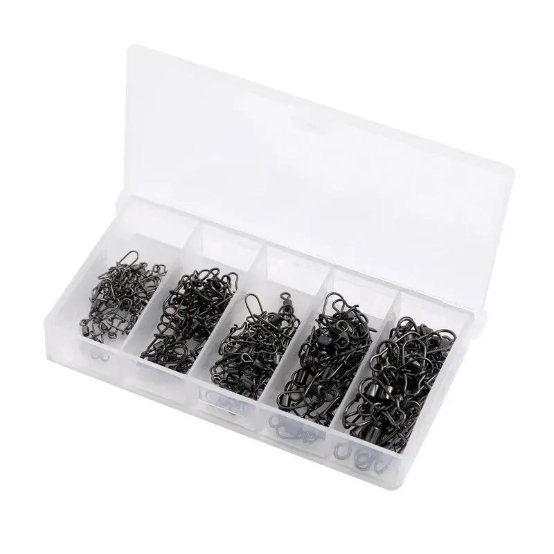 50pc/box Stainless Steel Fishing Connector Pin Bearing Rolling Swivel