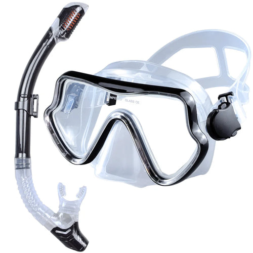 Scuba Diving Mask Snorkel Set For Adults Tempered Glass Professional