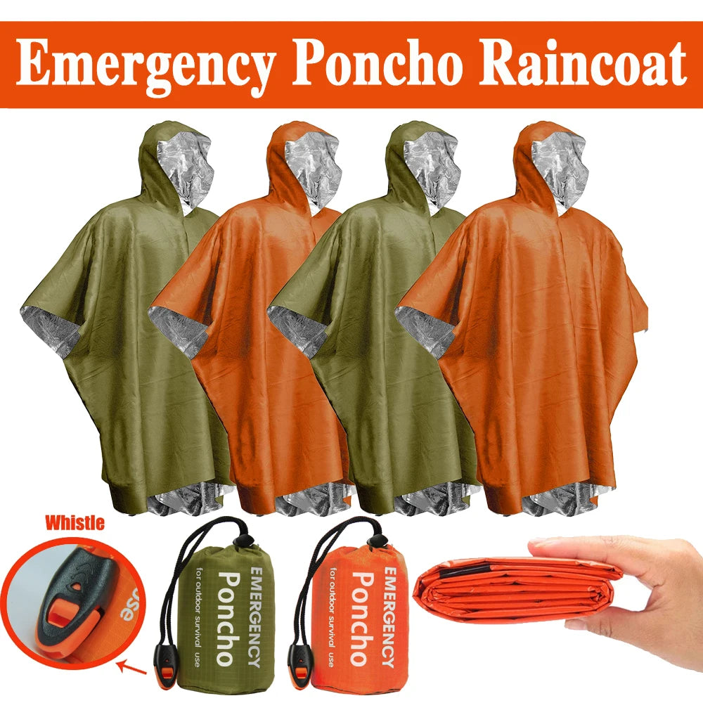 Emergency Raincoat Poncho Waterproof Rainwear Blanket Survival Camping
