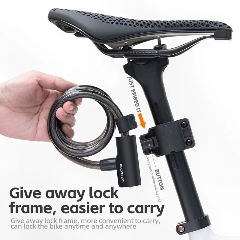 ROCKBROS Bicycle Lock Portable Anti-theft Bike Cable Lock with Keys