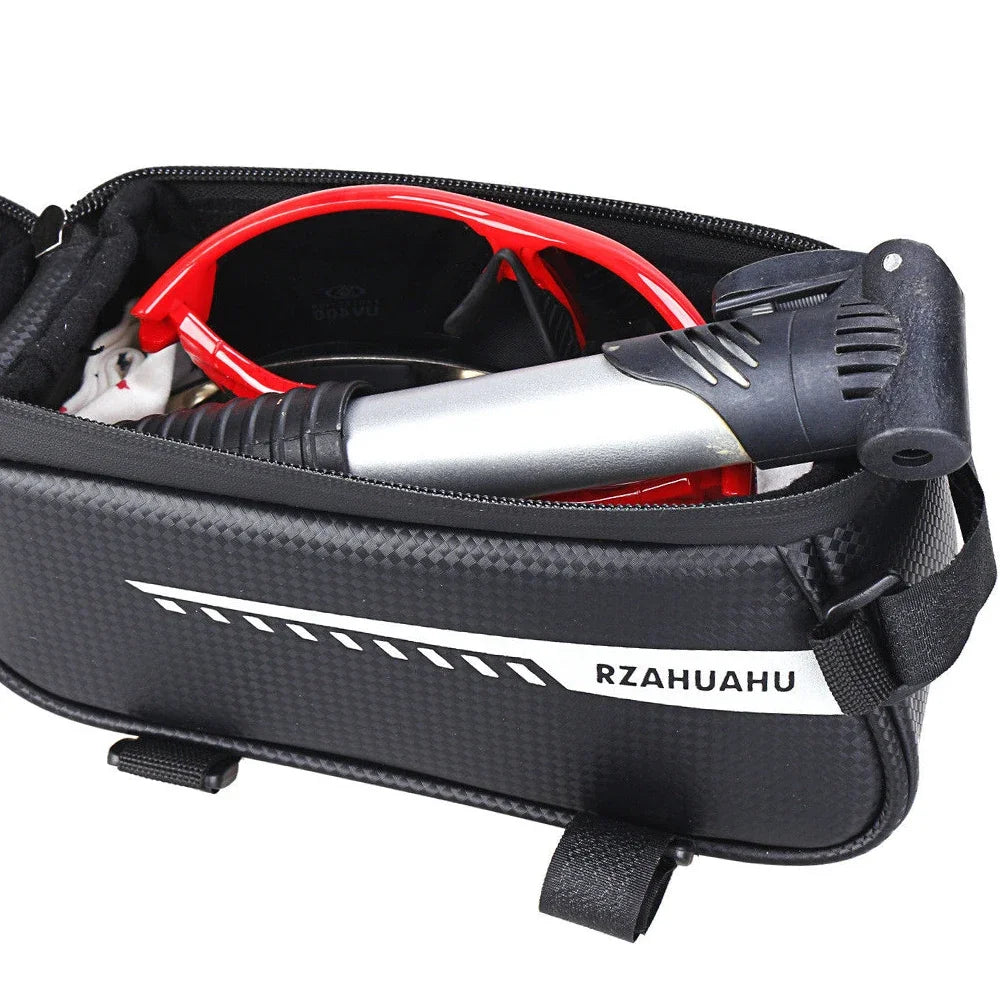 Waterproof Bike Front Frame Bag with TPU Touch-Screen Sun-Visor and