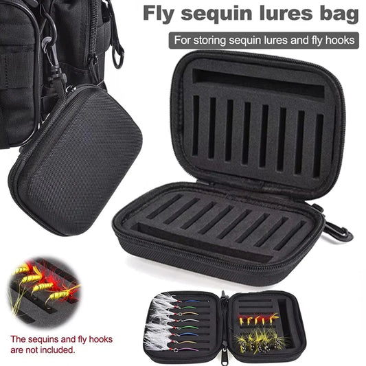 Portabale Fly Fishing Lure Spinner Spoon Bait Black Storage Box