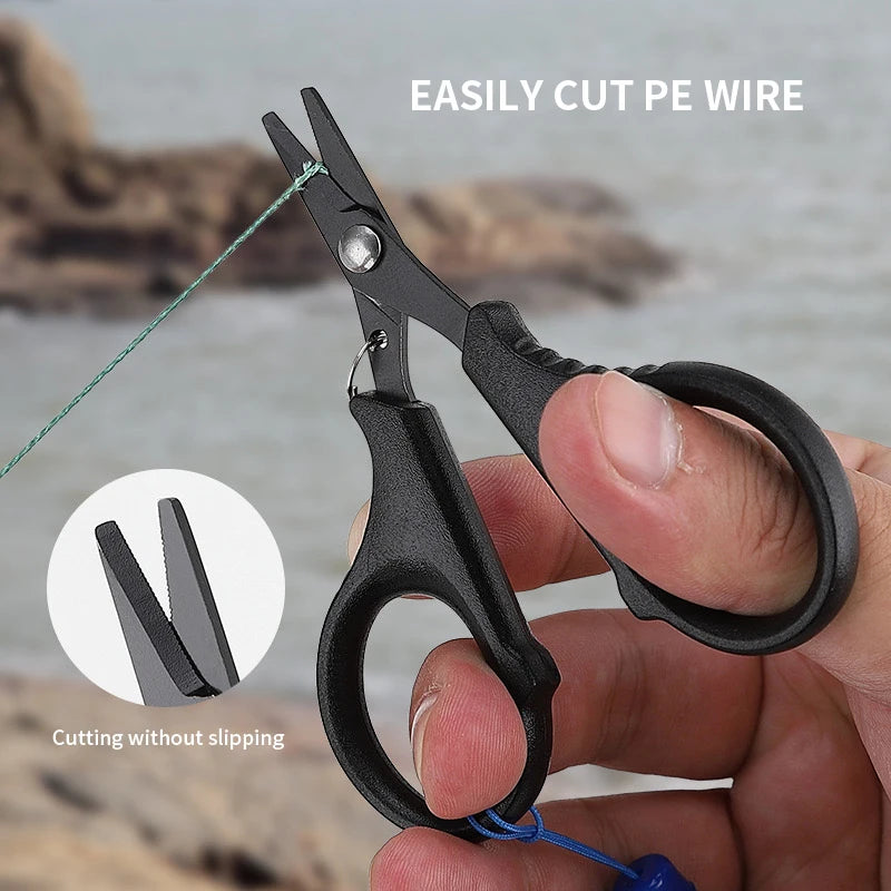 Shawto Titanium Coating Stainless Steel Fishing Scissor Plier Cut PE