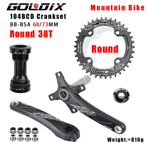 GOLDIX 104BCD Wide and narrow teeth bicycle crankset 170/175mm crank