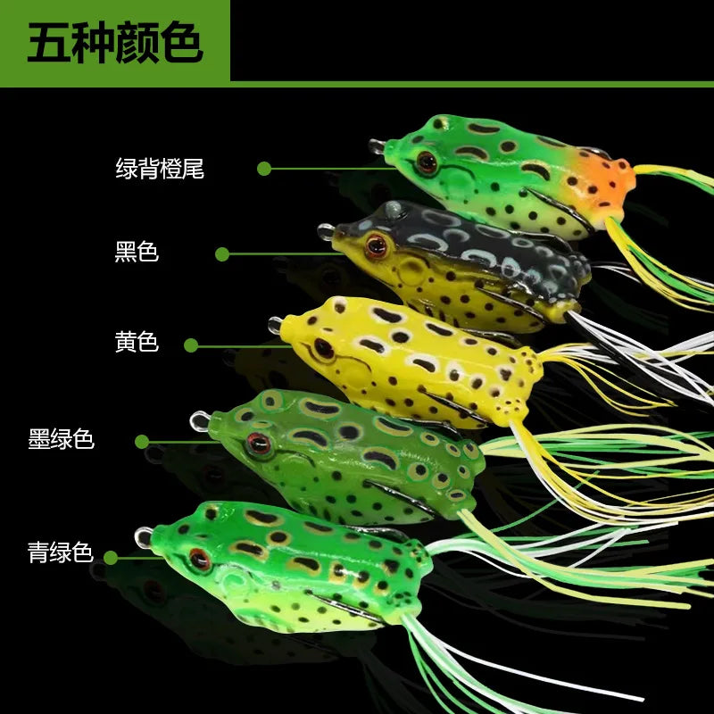 5Pcs Fishing Soft Toad Frogs Bass Fishing Lure Baits Hollow Body Water