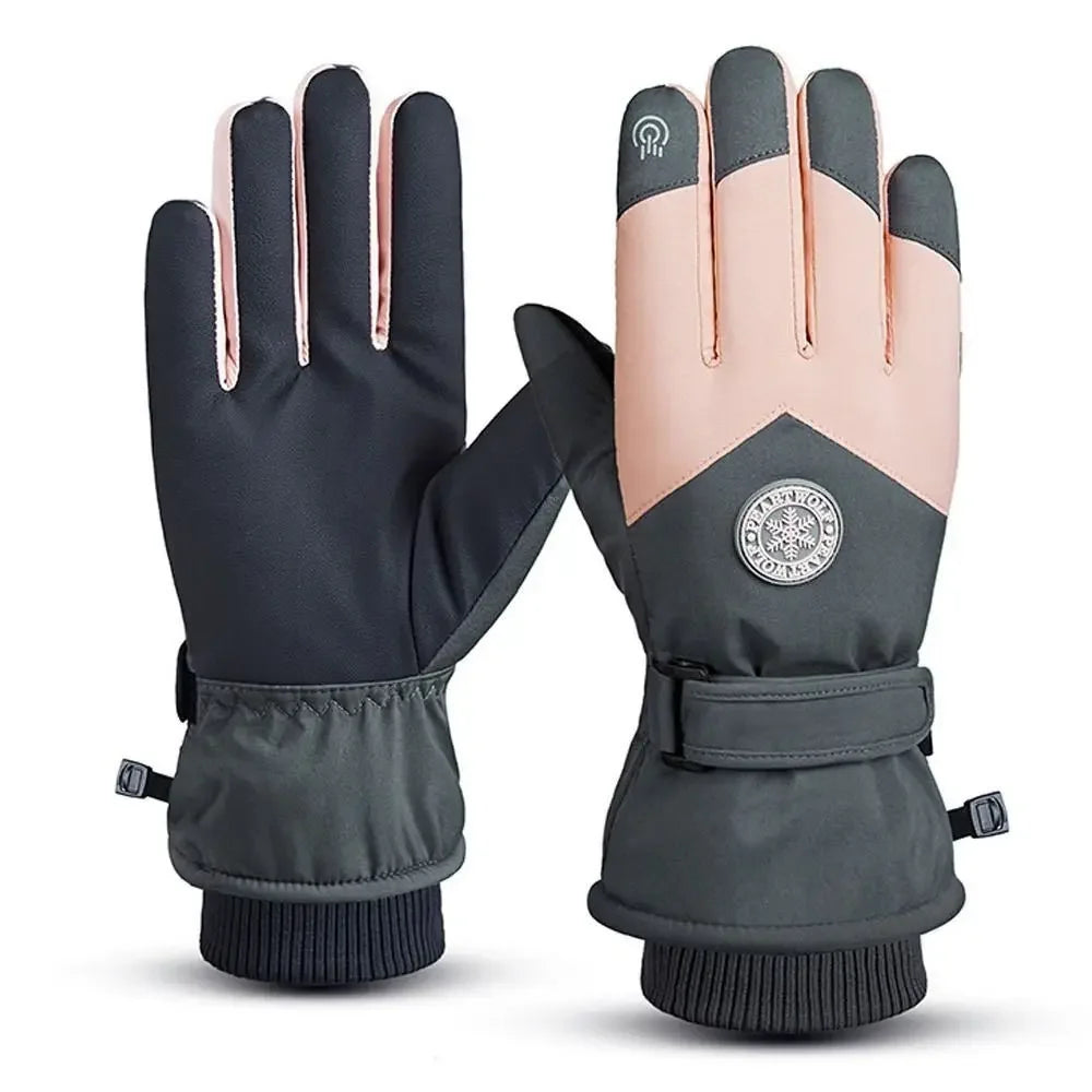 Winter Snowboard Ski Gloves PU Leather Non-slip Touch Screen