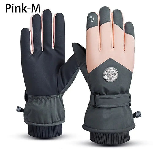 Winter Snowboard Ski Gloves PU Leather Non-slip Touch Screen