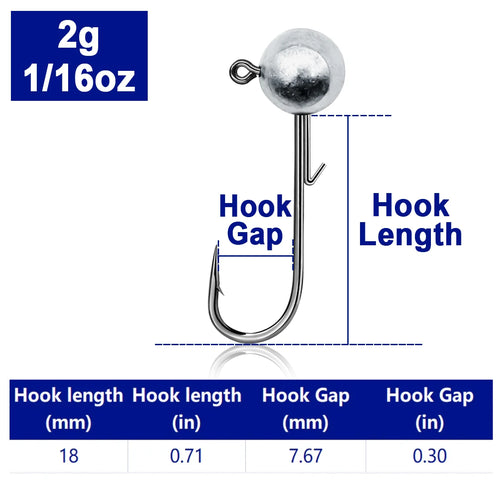 FishTrip 5~10pcs Ned Jig Heads Fishing Hook 2g~17g Soft Lures Worm