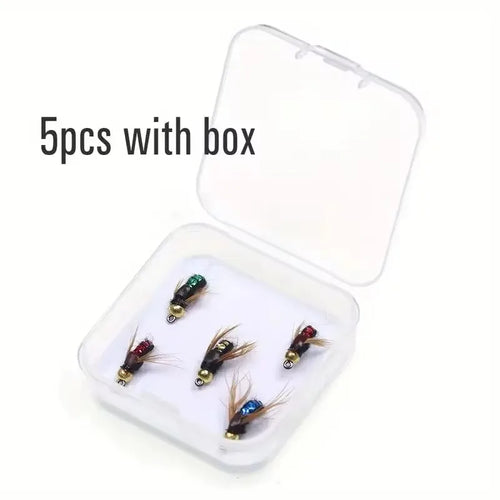 5/10pcs Artificial Insect Fishing Bait, Fast Sinking Brass Bead Head