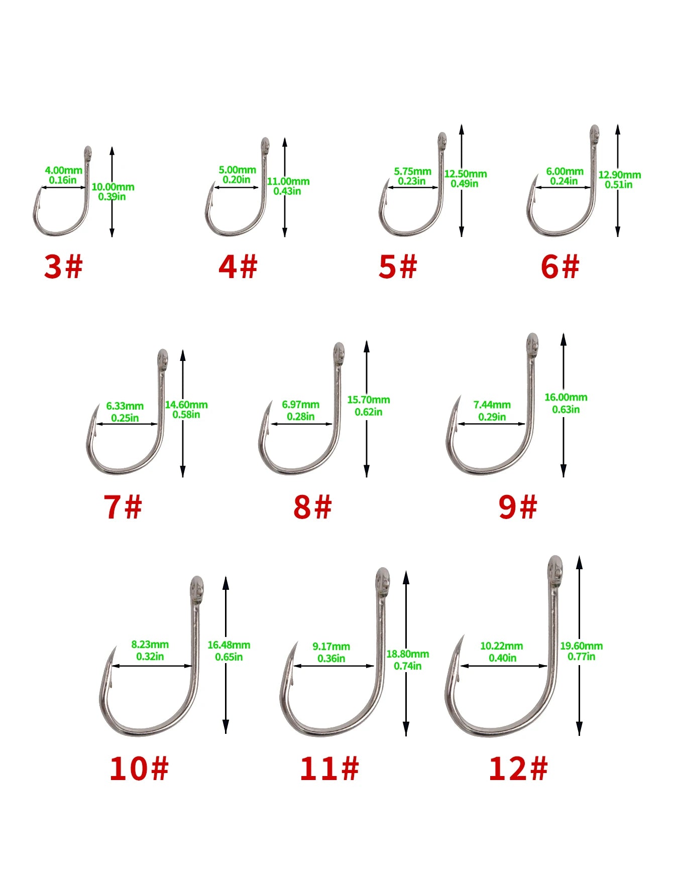 ORJD 100pcs/ Box Fishing Hook Set Carbon Steel Single Circle Sea