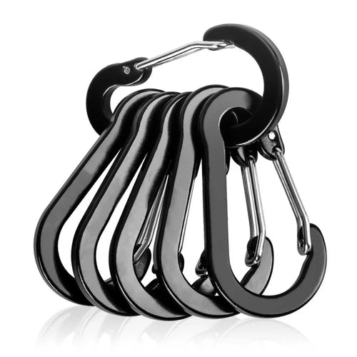6pcs Carabiner Clip Aluminum Alloy Keychain Lock Buckle Snap D-Ring