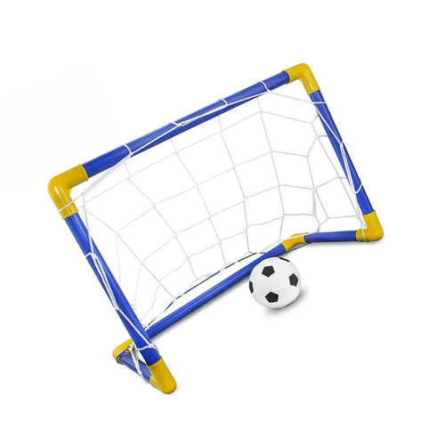 Folding Mini Football Soccer Ball Plastic Removable Goal Post Net Set