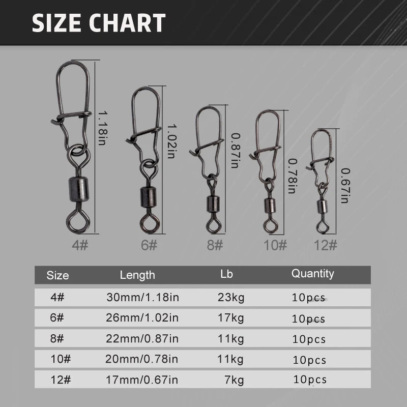 50pc/box Stainless Steel Fishing Connector Pin 4# 6# 8#10#12# Bearing