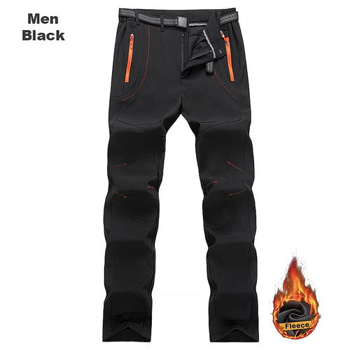 LNGXO Thick Warm Fleece Hiking Pants Men Winter Waterproof Windproof