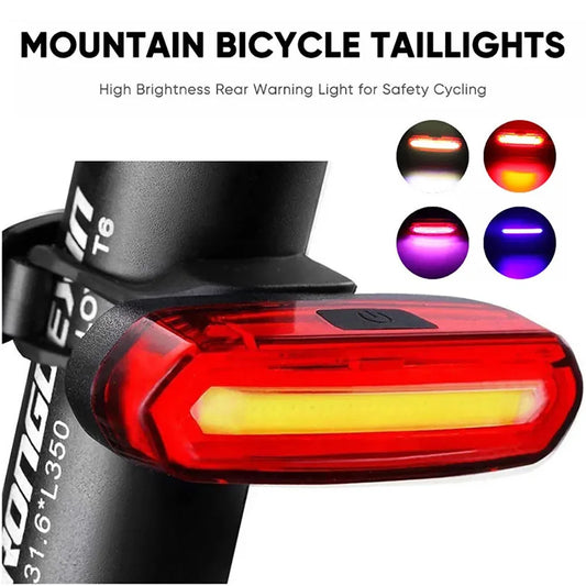 USB Rechargeable LED Cycling Bike Warning Light Mountain Bicycle