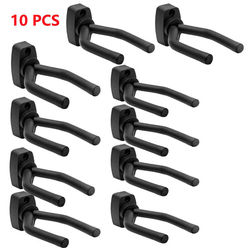 1 to 10 guitar wall mounted, black hooks in all sizes, bass, mandolin,
