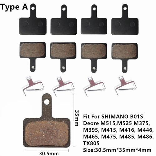 4Pairs Bike MTB Semi-Metallic Disc Brake Pads For Shimano B01S G01S