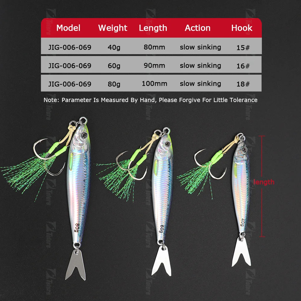 TOLU 2024 NEW 3D Printed Fast Sinking Metal Jig Lure 20g 30g 40g 60g