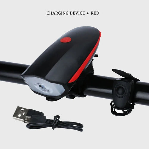 Bicycle Front Light with Electric Horn Waterproof Bike Headlight USB