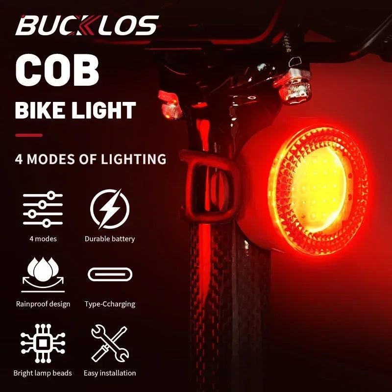 BUCKLOS Cycling Lights COB Bicycle Headlight Taillight LED Bike Front