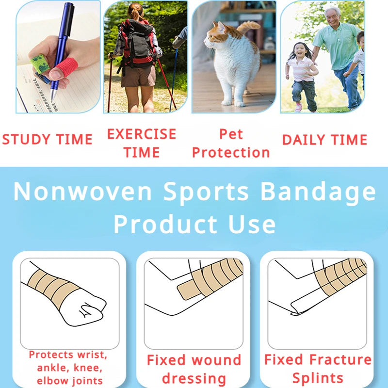 10 Rolls Athletic Wrap Tape Self Adhesive Elastic Bandage Elastoplast