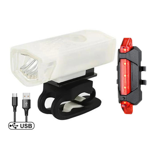 USB Rechargeable Bike Light Front Light Red Taillight Easy to Install