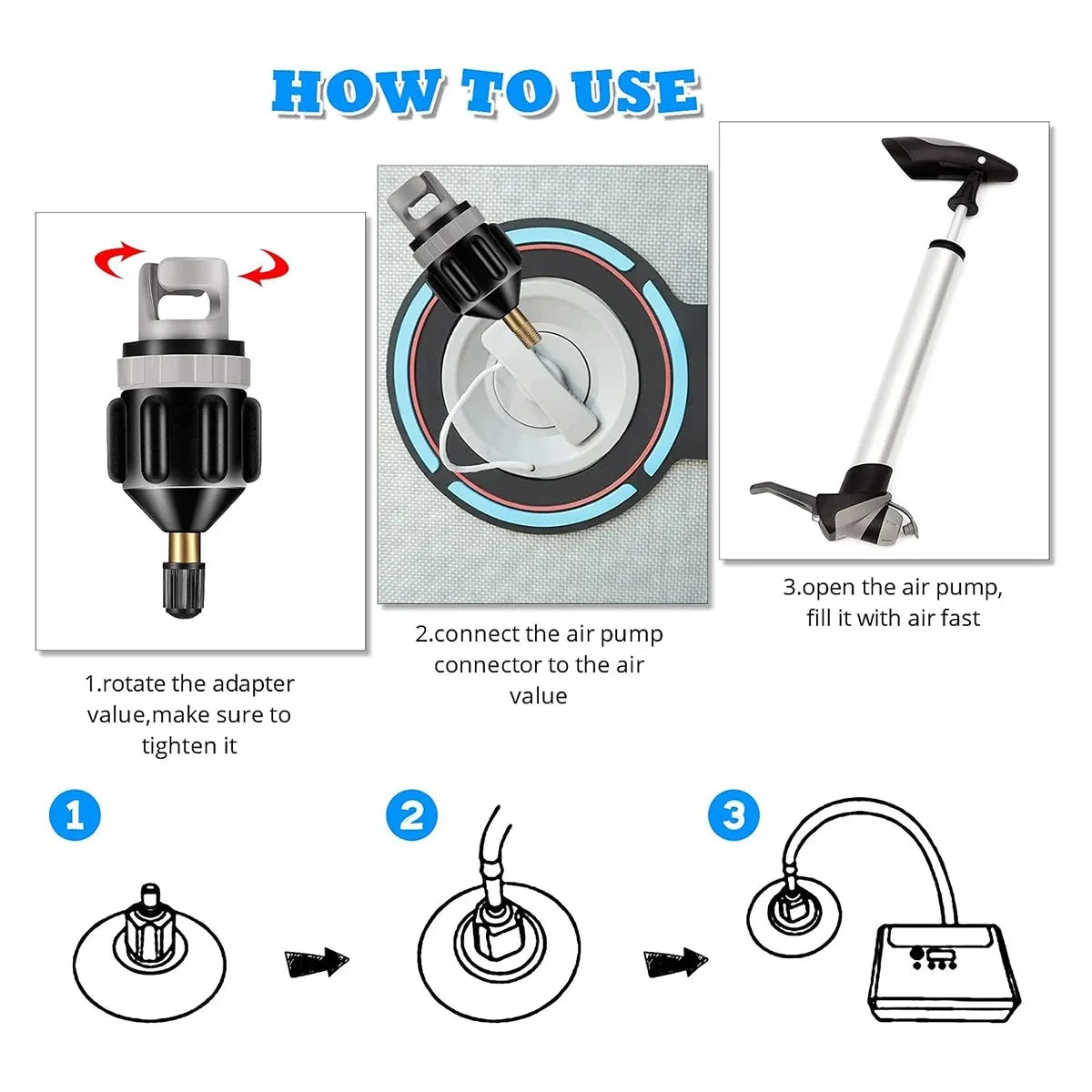 Air Valve Adapter Rowing Rubber Boat Canoe Kayak Air Valve Adaptor