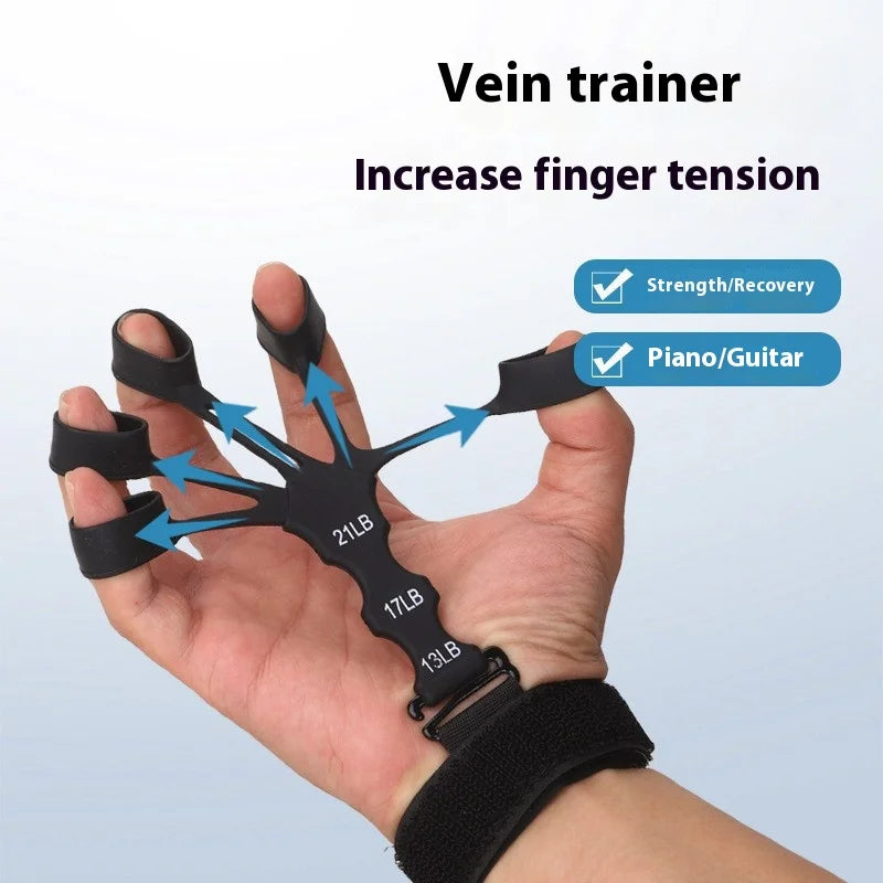 Silicone 5-finger finger trainer, wrist tension device, shooting