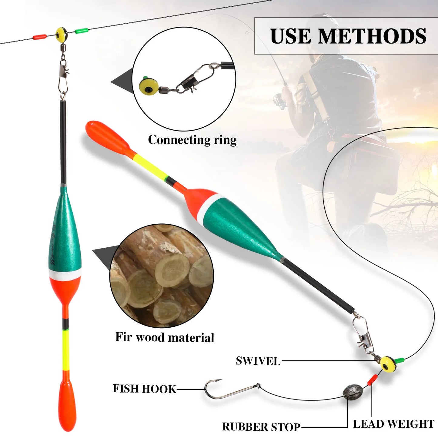 Sougayilang Fishing Float Set 10pc Chinese Hook Buoy Professional