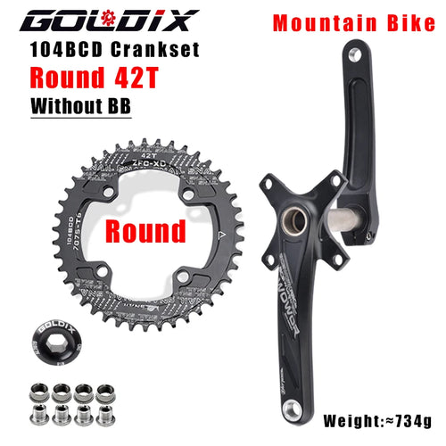 GOLDIX 104BCD Wide and narrow teeth bicycle crankset 170/175mm crank