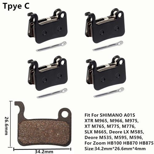 4Pairs Bike MTB Semi-Metallic Disc Brake Pads For Shimano B01S G01S