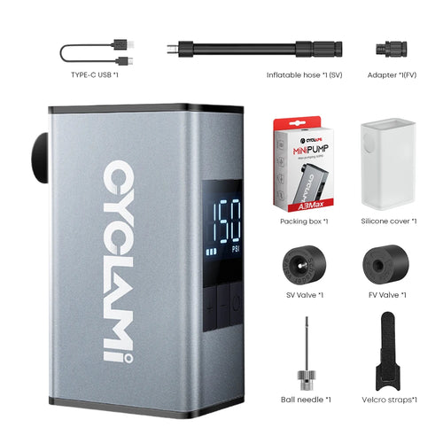 150 PSl Electric Air Pump Tire Pressure Display Portable CYCLAMI A3