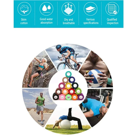 Beige Colorful Sport Self Adhesive Elastic Bandage Wrap Tape 4.8m