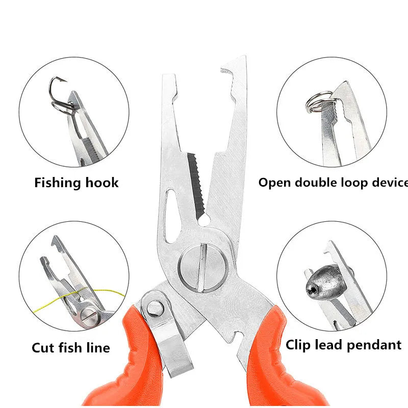 Fishing pliers, fishing line cutter, scissors, mini fishing hook