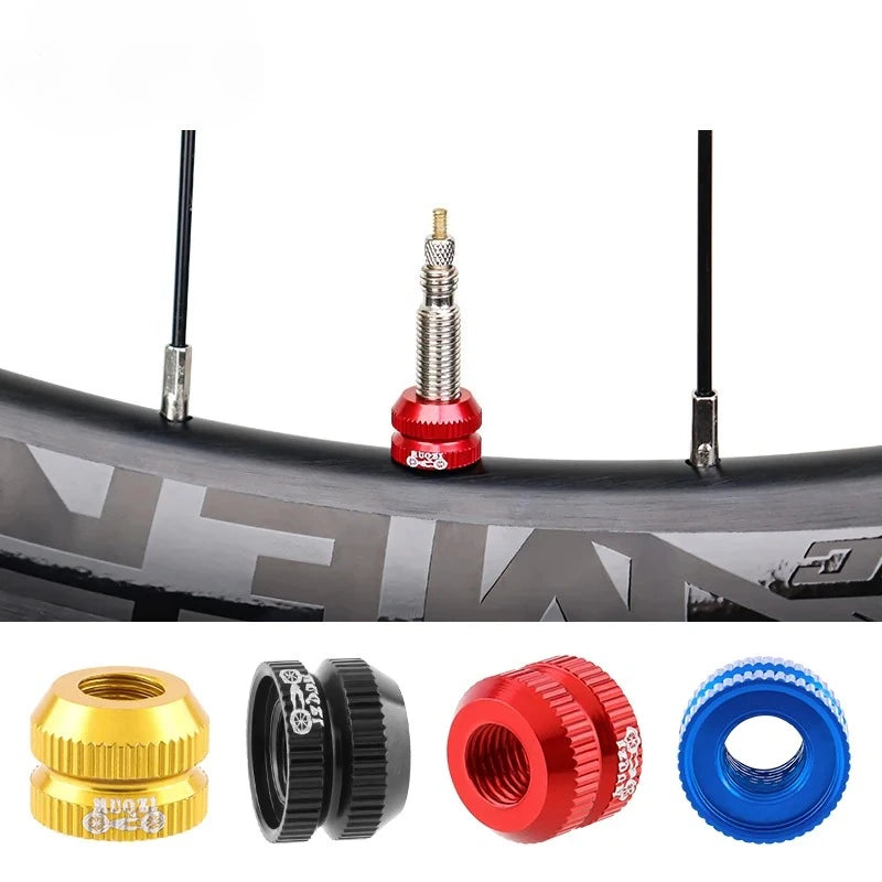 2Pcs Bike Tubeless Tire Presta Valve Nut MTB Road Bicycle Rim Aluminum