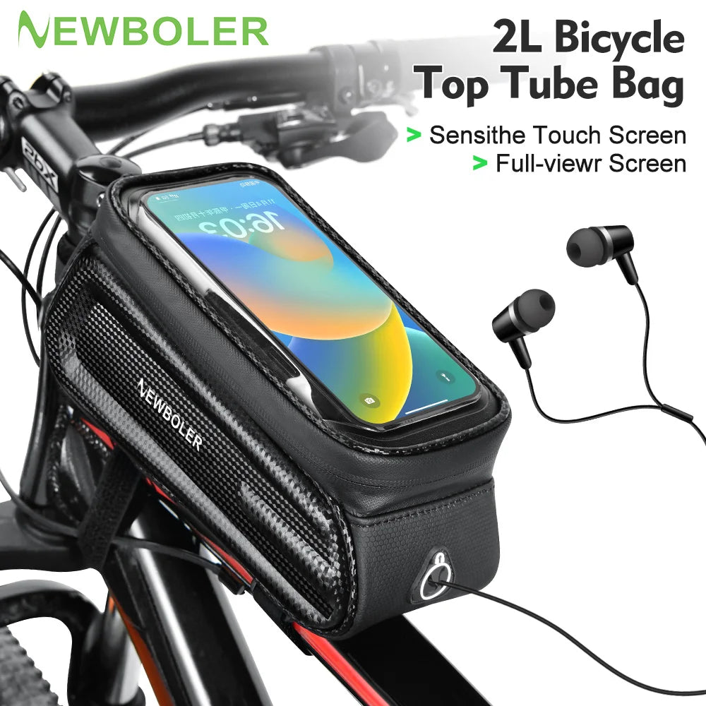 NEWBOLER Bicycle Bag Cycling Top Front Tube Frame Bag Waterproof 6.5