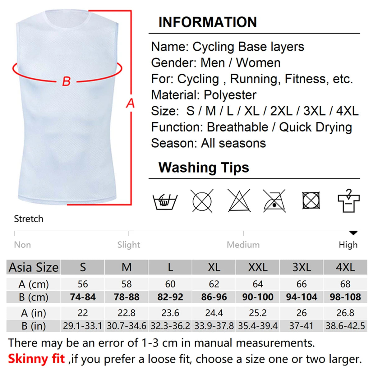 Reflective Cycling Base Layers White Cycling Undershirt Quick Dry Vest