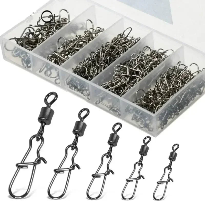 50pc/box Stainless Steel Fishing Connector Pin Bearing Rolling Swivel