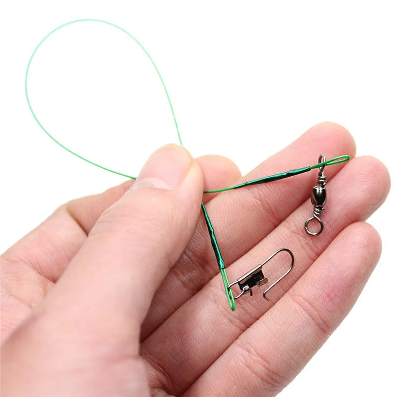 Anti Bite Steel Fishing Line Steel Wire Leader With Swivel Fishing