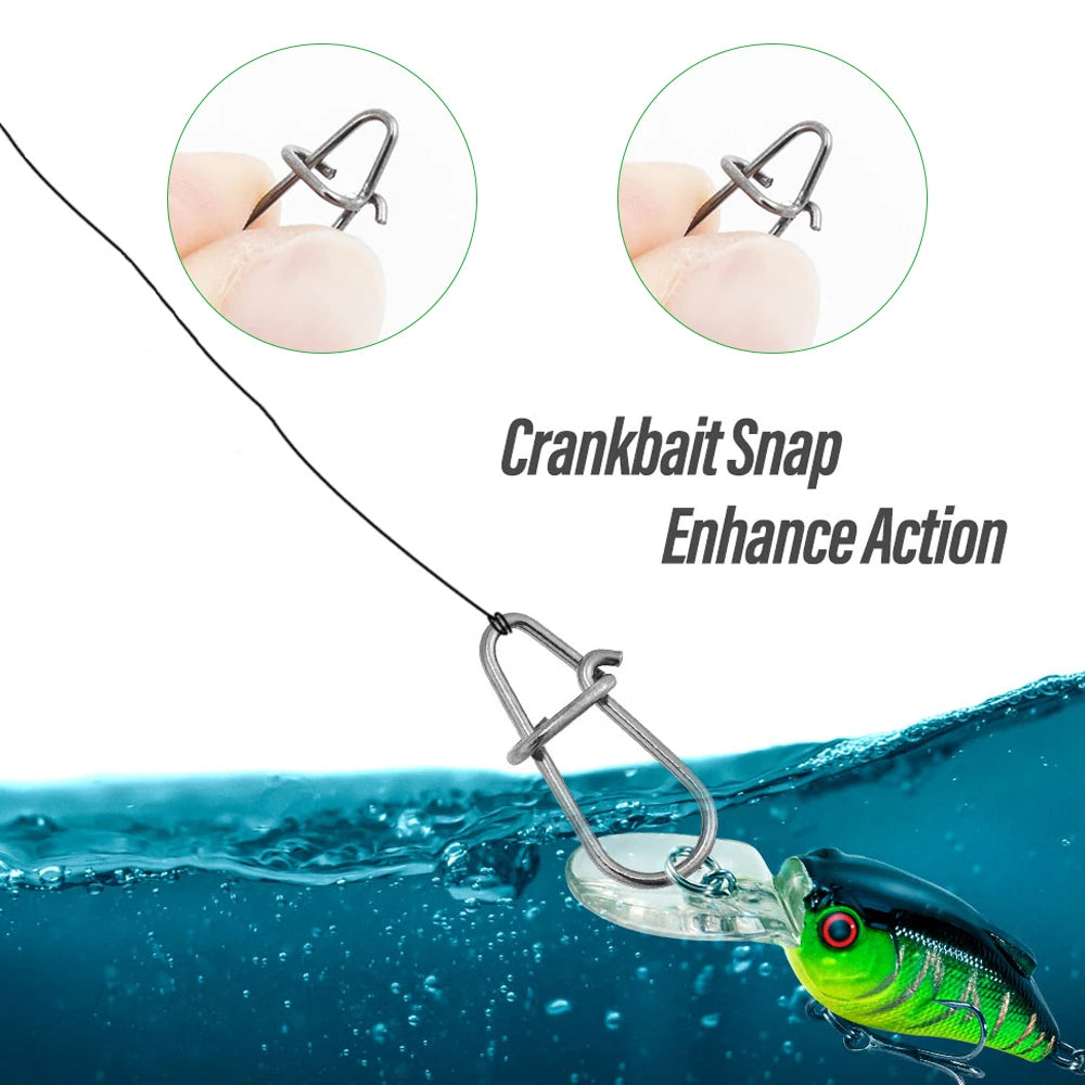 100pcs Fishing Nice Hooked Snap Pin 304 Stainless Steel Rolling Swivel