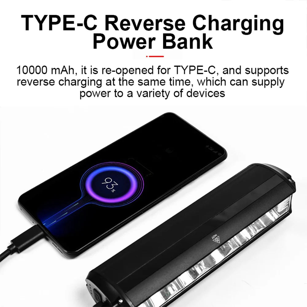Fivemi Bicycle Light Front 10000mAh Bike Light Power Bank Flashlight